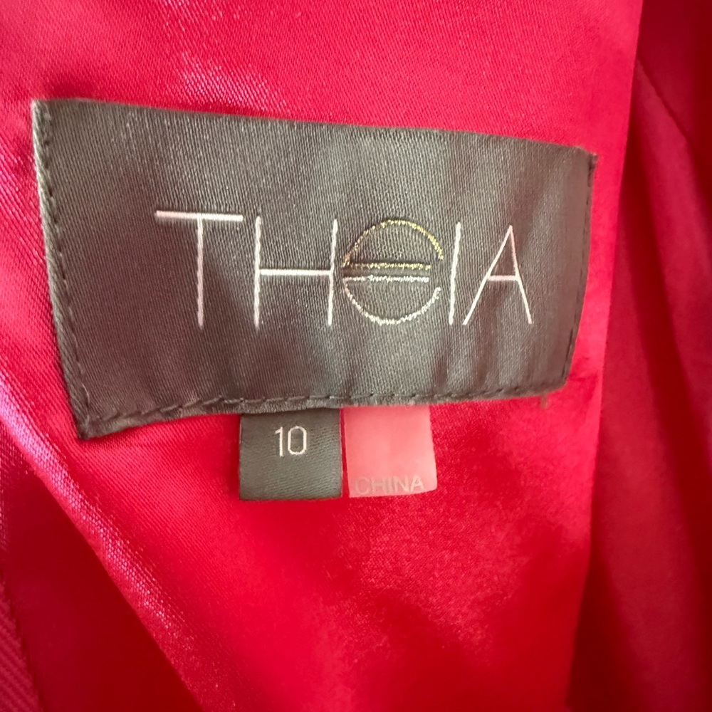 Theia twist knot front, hot pink, cape sleeve maxi gown, 10 - Picture 12 of 13